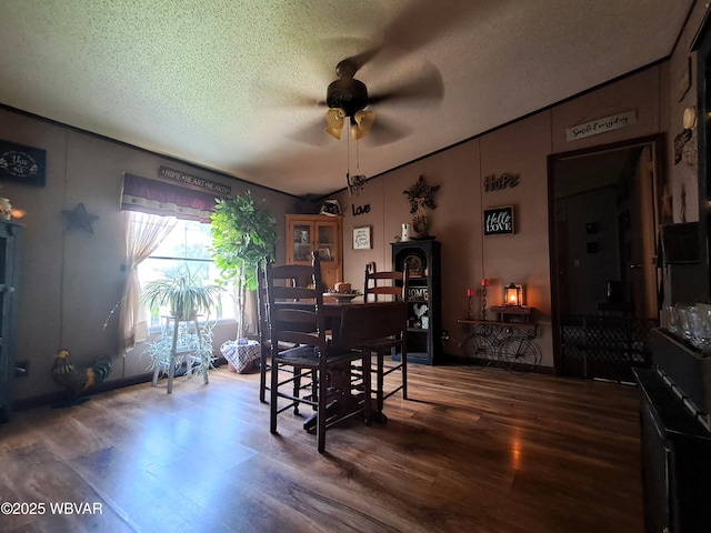 442 Mcelhattan Dr, Lock Haven, PA 17745 - dining space featuring a ceiling fan, wood finished floors, and a textured ceiling