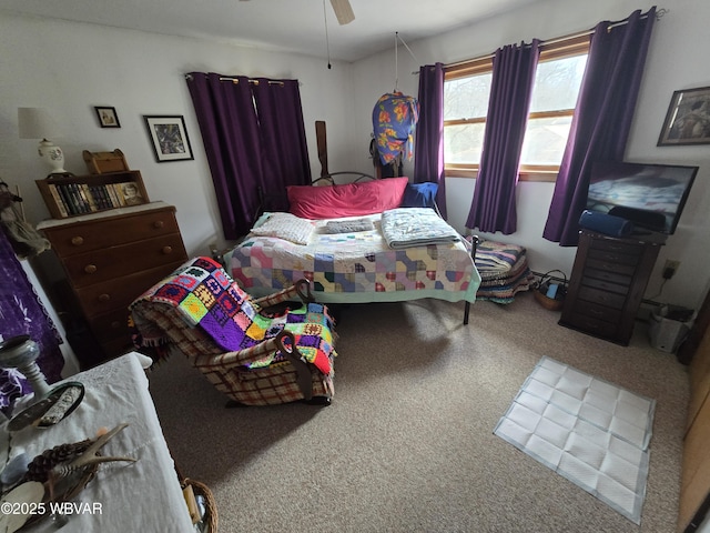 bedroom with carpet and ceiling fan