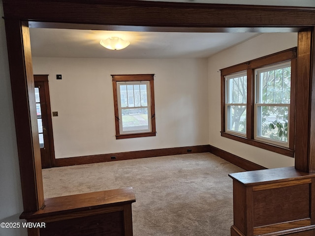 spare room featuring carpet floors and a wealth of natural light