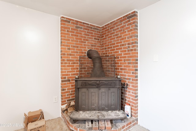 details featuring a wood stove