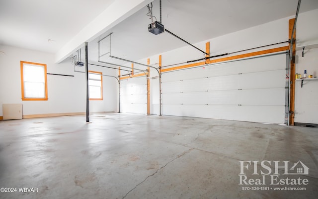 garage with a garage door opener