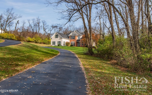 view of front of house with a front lawn