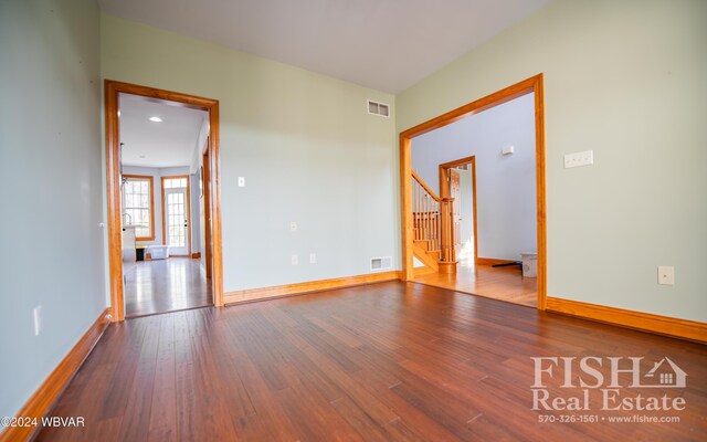 spare room with light wood-type flooring