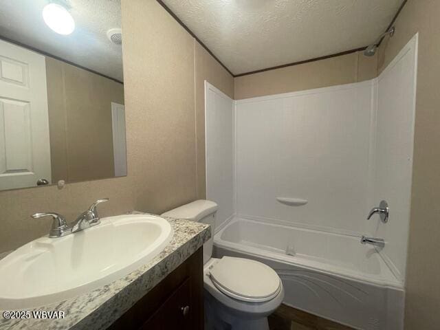 14 Albatross Dr, Watsontown, PA 17777 - bathroom with tub / shower combination, vanity, and a textured ceiling