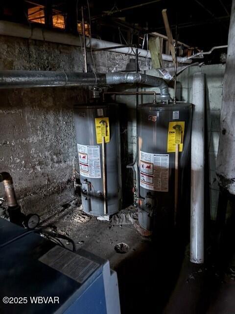 utility room featuring water heater
