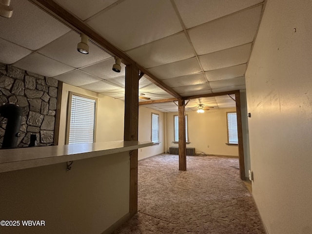 325 Washington Ave, Jersey Shore, PA 17740 - corridor featuring a paneled ceiling, carpet floors, and radiator