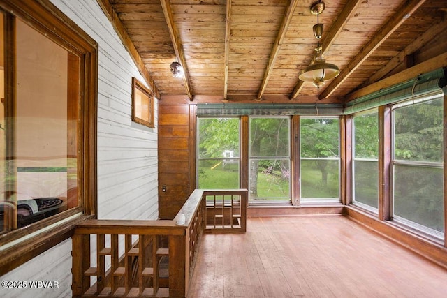 152 Carpenter St, Dushore, PA 18614 - sunroom with wooden ceiling, plenty of natural light, hardwood / wood-style floors, and wood walls
