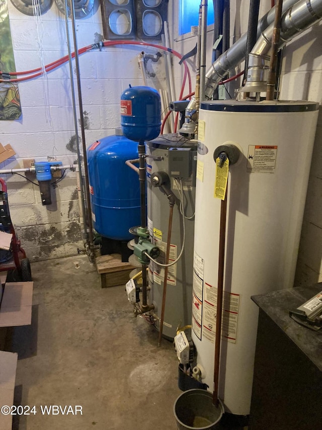 utility room featuring water heater