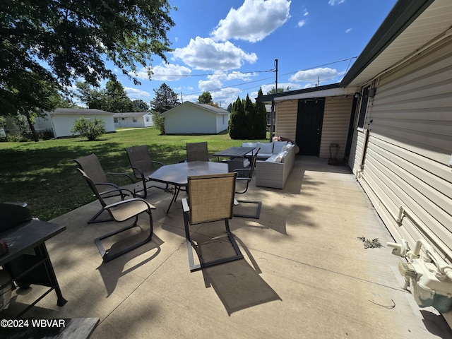 view of patio with a grill and an outdoor hangout area