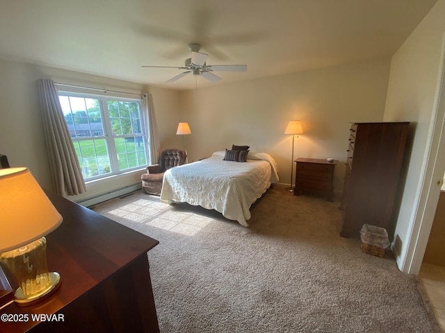 29 S Parsons Dr, Mill Hall, PA 17751 - bedroom with baseboard heating, carpet floors, and ceiling fan