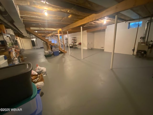 29 S Parsons Dr, Mill Hall, PA 17751 - unfinished below grade area featuring stairs and a heating unit