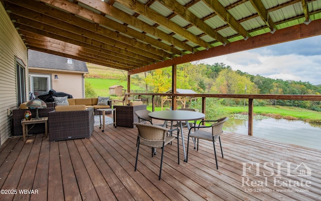 deck featuring an outdoor living space