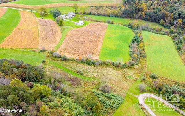 aerial view with a rural view