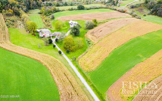 aerial view featuring a rural view