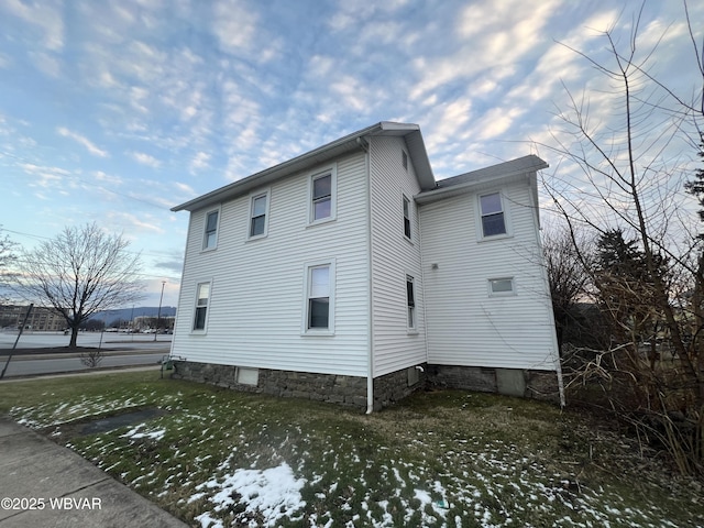 view of snow covered property