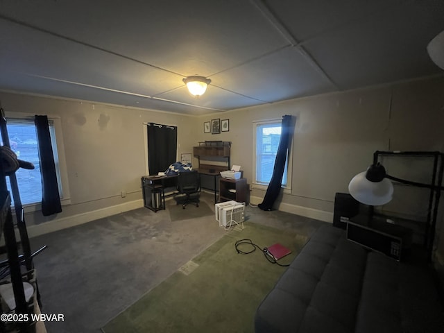 office area featuring concrete flooring