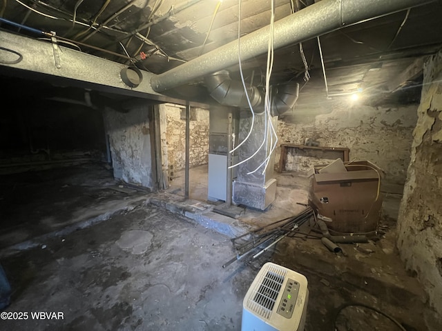 basement with heating unit