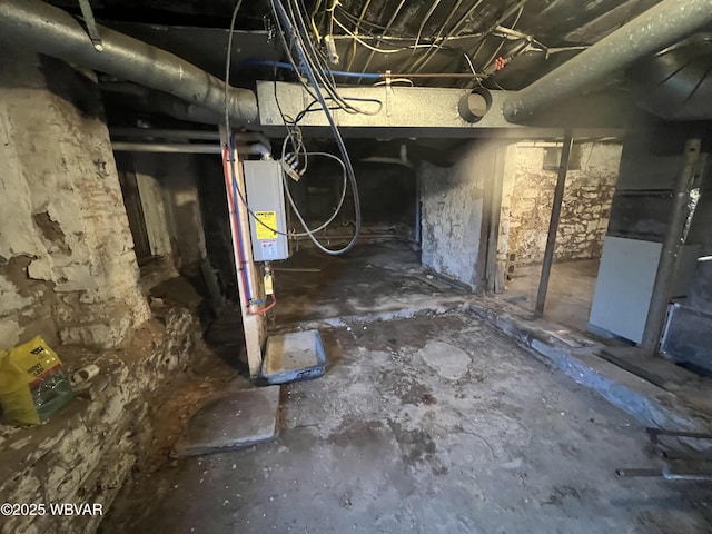 basement with water heater