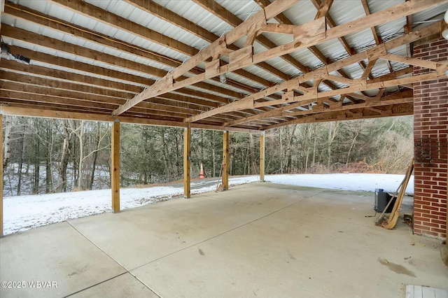 view of snow covered patio