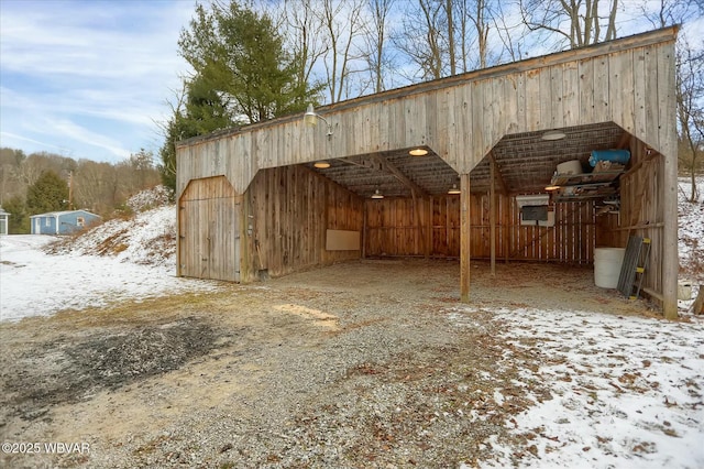 view of snow covered structure