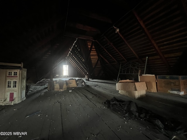 view of unfinished attic