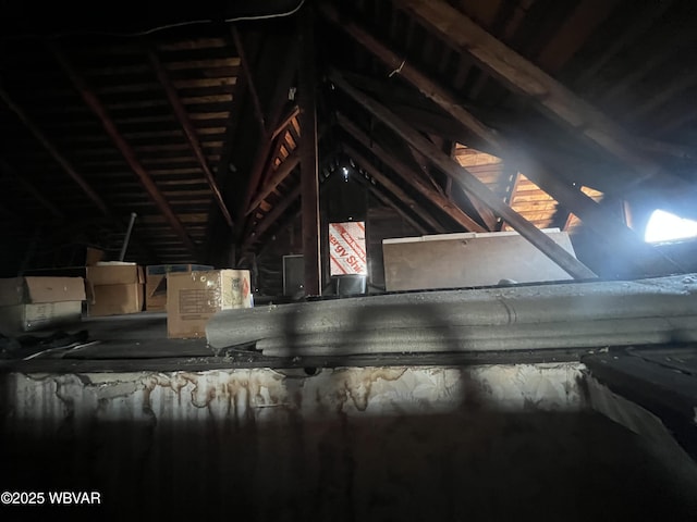 view of unfinished attic