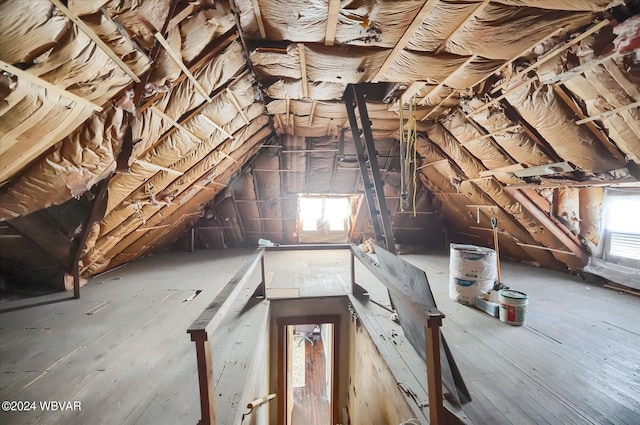 view of unfinished attic