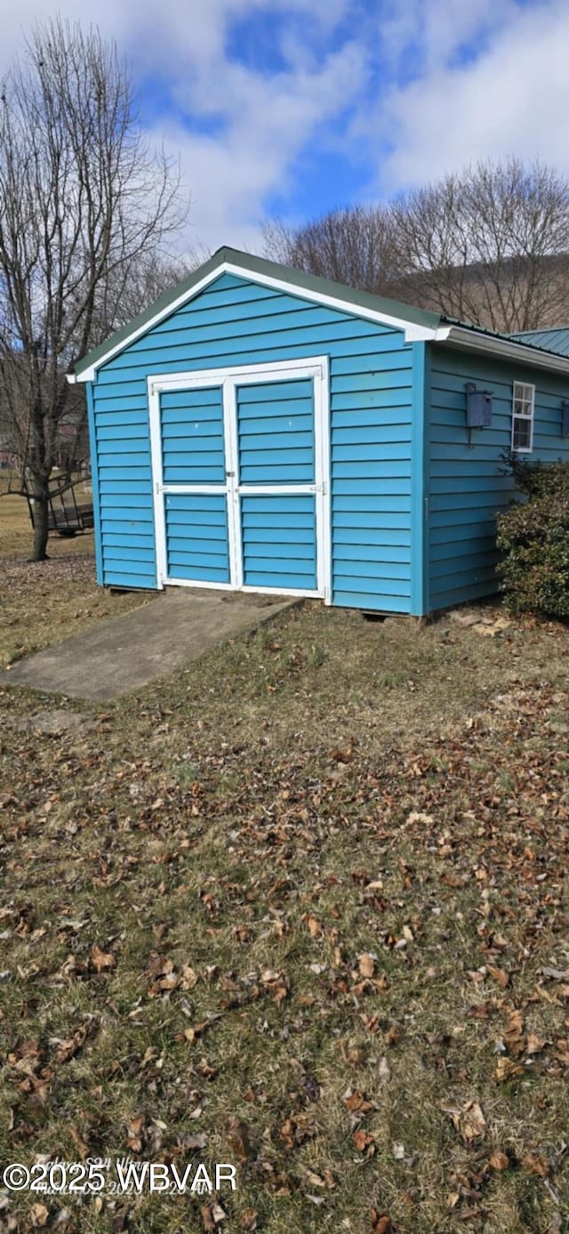 garage with a shed