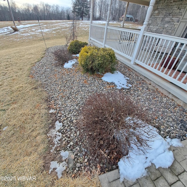 view of yard with a porch