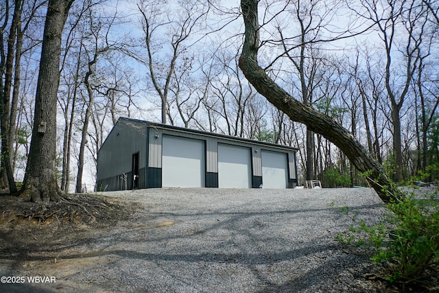 view of detached garage