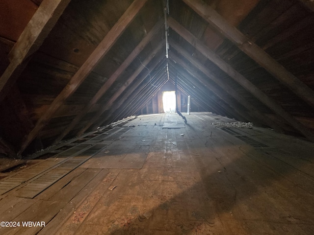 view of unfinished attic