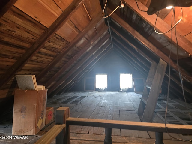 view of unfinished attic