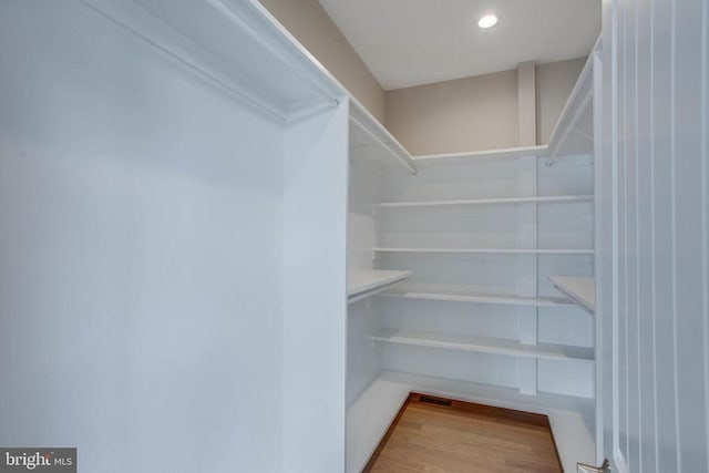 spacious closet with light wood-type flooring