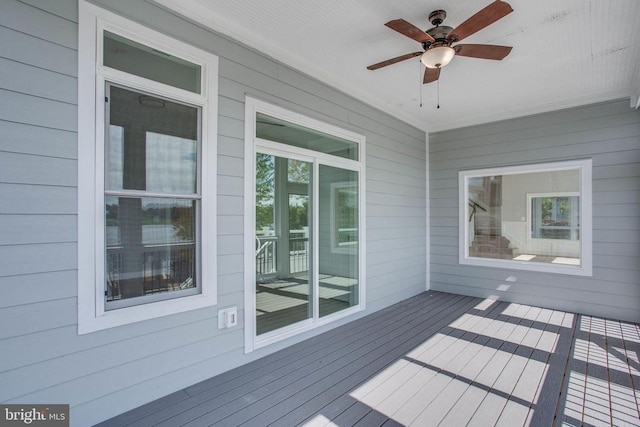 deck featuring ceiling fan