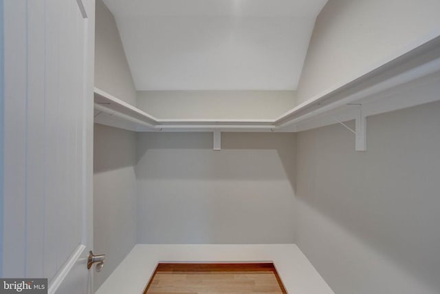 walk in closet with vaulted ceiling