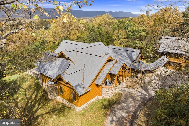 aerial view featuring a mountain view