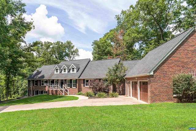 new england style home with a front lawn