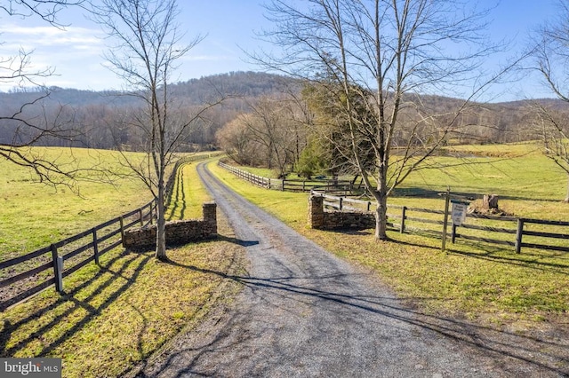 view of road with a rural view