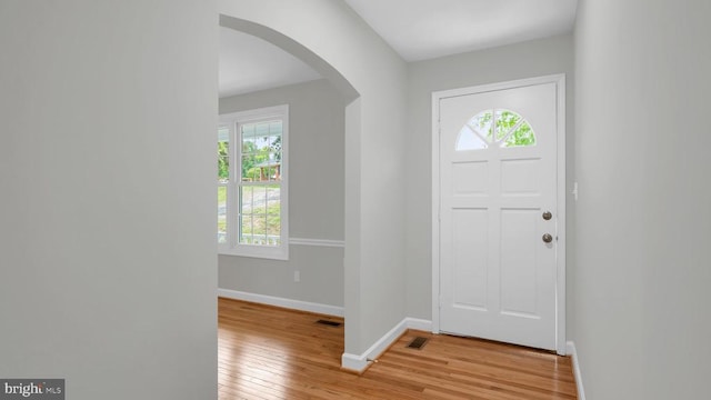 entrance foyer with light hardwood / wood-style floors