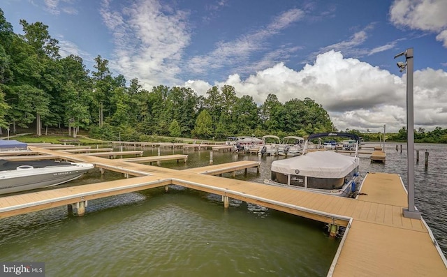 view of dock featuring a water view