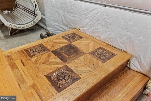 interior details with parquet floors