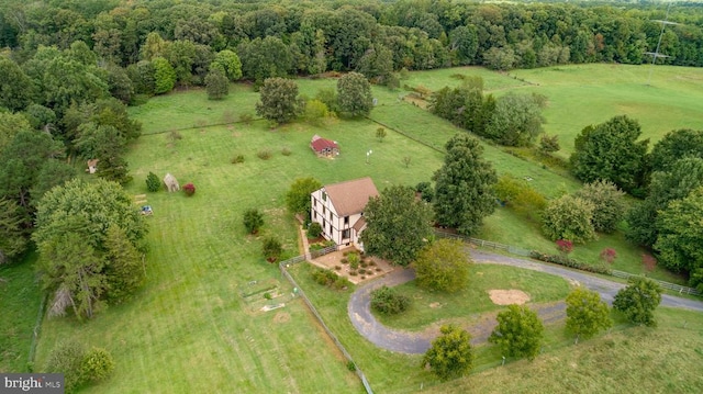 aerial view featuring a rural view