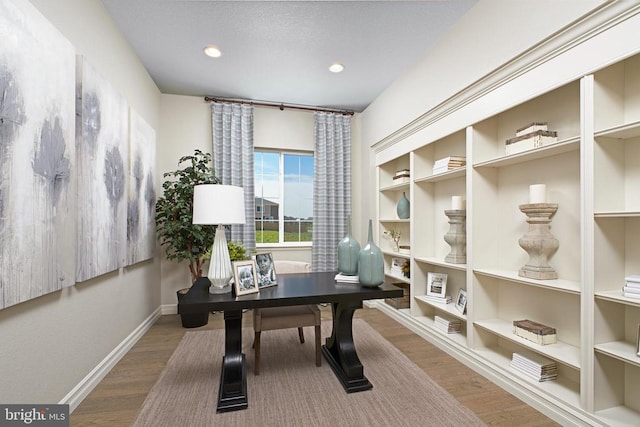 office space featuring hardwood / wood-style floors