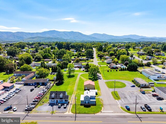 bird's eye view with a mountain view