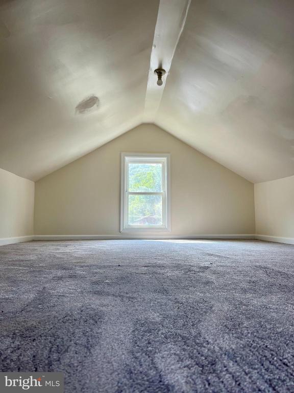 bonus room with vaulted ceiling and carpet floors