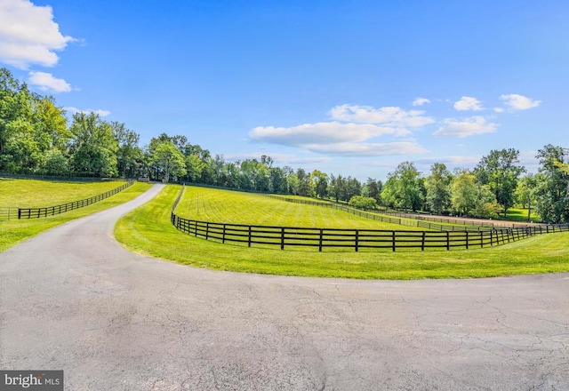 view of road with a rural view