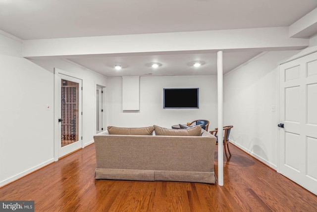 living room with hardwood / wood-style flooring