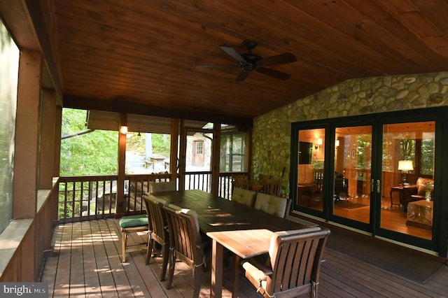 exterior space featuring ceiling fan