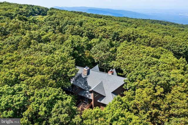 drone / aerial view with a mountain view