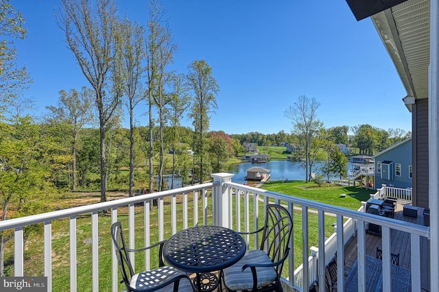 balcony with a water view